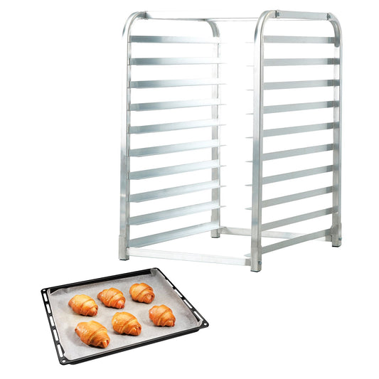 Bun Pan Rack, 10-Tier Commercial Bakery Racks with Brake Wheels, Aluminum Racking Trolley Storage for Half & Full Sheet, Speed Rack For Kitchen Home, Bread Baking Equipment, 660x515x985 mm