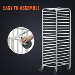 Bun Pan Rack, 20-Tier Commercial Bakery Racks with Brake Wheels, Aluminum Racking Trolley Storage for Half & Full Sheet, Speed Rack For Kitchen Home, Bread Baking Equipment, 660x517x1767 mm