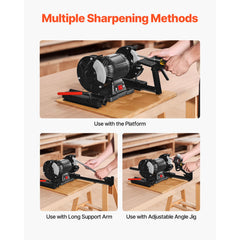 Multi-Grind Sharpening System, Vari-Grind Pro Sharpening Jig Kit for 6" & 8" Bench Grinders – with Platform, Long Support Arm & Fingernail Gouge Jig, for Chisels, Woodturning, Plane Irons