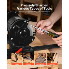 Multi-Grind Sharpening System, Vari-Grind Pro Sharpening Jig Kit for 6" & 8" Bench Grinders – with Platform, Long Support Arm & Fingernail Gouge Jig, for Chisels, Woodturning, Plane Irons