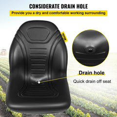 Tractor Seat High Back Mower Seat Black Vinyl Forklift Drain Hole Pair