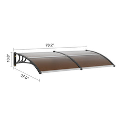 Window Door Awning Canopy 965 x 1987 mm, UPF 50+ Polycarbonate Entry Door Outdoor Window Awning Exterior, Front Door Overhang Awning for Sun Shutter, UV, Rain, Snow Protection, Hollow Sheet