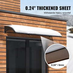Window Door Awning Canopy 965 x 1987 mm, UPF 50+ Polycarbonate Entry Door Outdoor Window Awning Exterior, Front Door Overhang Awning for Sun Shutter, UV, Rain, Snow Protection, Hollow Sheet