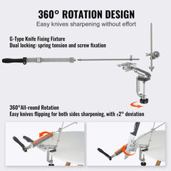 Knife Sharpener Kit, Rotation Flip Fixed Angle Knife Sharpening System with 12 Whetstones 120-10000 Grit, Professional Kitchen Chef Knife Sharpening Kit for All Knives and Scissors