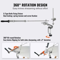 Knife Sharpener Kit, Rotation Flip Fixed Angle Knife Sharpening System with 12 Whetstones 120-10000 Grit, Professional Kitchen Chef Knife Sharpening Kit for All Knives and Scissors