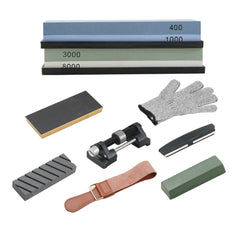 Whetstone Knife Sharpening Kit, 2 Dual-Sided Grit Whetstones 400/1000 3000/8000, 10PCS Knife Sharpener Kit with 3 Non-Slip Bases, Angle & Honing Guide, Flattening Stone for All Knives, Scissors