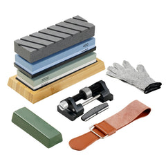 Whetstone Knife Sharpening Kit, 2 Dual-Sided Grit Whetstones 400/1000 3000/8000, 10PCS Knife Sharpener Kit with 3 Non-Slip Bases, Angle & Honing Guide, Flattening Stone for All Knives, Scissors