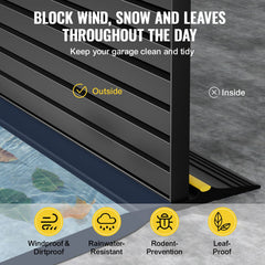 Garage Door Threshold Seal Strip, 12 FT Universal Garage Door Floor Seal Strip with Adhesive, Garage Door Bottom Weatherproof Strip, Upgraded Thick PVC DIY Weather Stripping Replacement, Black