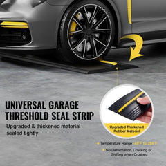 Garage Door Threshold Seal Strip, 16.5 FT Universal Garage Door Floor Seal Strip with Adhesive, Garage Door Bottom Weatherproof Strip, Upgraded Thick PVC DIY Weather Stripping Replacement, Black