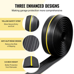 Garage Door Threshold Seal Strip, 16.5 FT Universal Garage Door Floor Seal Strip with Adhesive, Garage Door Bottom Weatherproof Strip, Upgraded Thick PVC DIY Weather Stripping Replacement, Black
