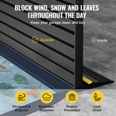 Garage Door Threshold Seal Strip, 16.5 FT Universal Garage Door Floor Seal Strip with Adhesive, Garage Door Bottom Weatherproof Strip, Upgraded Thick PVC DIY Weather Stripping Replacement, Black