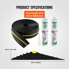 Garage Door Threshold and Bottom Seals Kit, 20 FT U Shape+O Ring Universal Garage Door Bottom Seal Weatherstrip PVC, Combine with Weatherproof Garage Threshold Seal Strip with Adhesive, Black