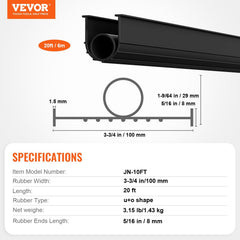 Garage Door Threshold and Bottom Seals Kit, 20 FT U Shape+O Ring Universal Garage Door Bottom Seal Weatherstrip PVC, Combine with Weatherproof Garage Threshold Seal Strip with Adhesive, Black