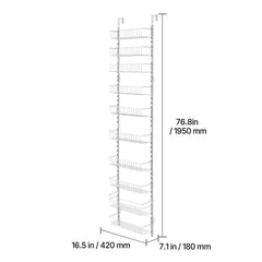 10-Tier Over the Door Pantry Organizer Hanging Storage Rack Adjustable
