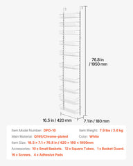 10-Tier Over the Door Pantry Organizer Hanging Storage Rack Adjustable