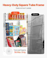 Over the Door Pantry Organizer, 6-Tier Pantry Organization and Storage, Heavy-Duty Steel Hanging Spice Rack, Adjustable Wall Seasoning Shelves, for Home Kitchen Laundry Room Bathroom, White