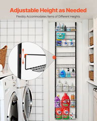 Over the Door Pantry Organizer, 9-Tier Pantry Organization and Storage, Heavy-Duty Steel Hanging Spice Rack, Adjustable Wall Seasoning Shelves, for Home Kitchen Laundry Room Bathroom, Black