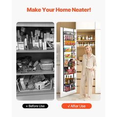 Over the Door Pantry Organizer, 9-Tier Pantry Organization and Storage, Heavy-Duty Steel Hanging Spice Rack, Adjustable Wall Seasoning Shelves, for Home Kitchen Laundry Room Bathroom, Black