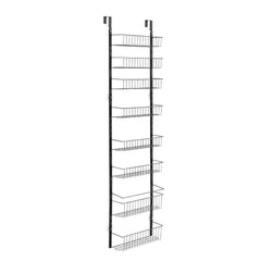 Over the Door Pantry Organizer, 9-Tier Pantry Organization and Storage, Heavy-Duty Steel Hanging Spice Rack, Adjustable Wall Seasoning Shelves, for Home Kitchen Laundry Room Bathroom, Black