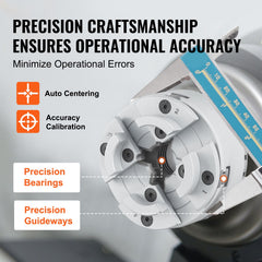 KP2-3/4 Lathe Chuck, 4-Jaw 70 mm Diameter, Metal Lathe Chuck Turning Machine Accessories, Self-centering Tool, for Lathe, Precision Machining, Grinding Machines, Milling Machines