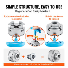 KP2-3/4 Lathe Chuck, 4-Jaw 70 mm Diameter, Metal Lathe Chuck Turning Machine Accessories, Self-centering Tool, for Lathe, Precision Machining, Grinding Machines, Milling Machines