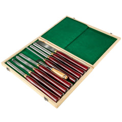 Woodworking Lathe Chisel Set 8 Piece Set Lathe Chisel HSS Steel Blades Wood Turning Tools Wooden Case for Storage for Wood Carving Root Carving Furniture Carving Lathes Red