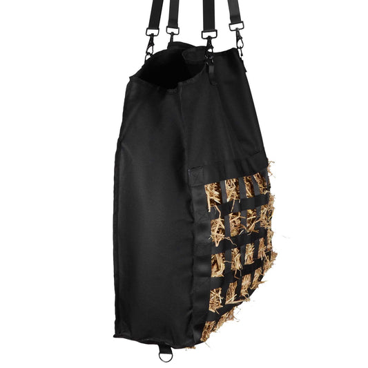 Hay Bag for Horses, 55 x 18.5 x 64 cm, 46 x 46 mm Holes, Premium Nylon Construction with PVC Waterproof Coating, Adjustable Hanging Straps and Metal Hooks, Slow Feed Hay Bag for Horses