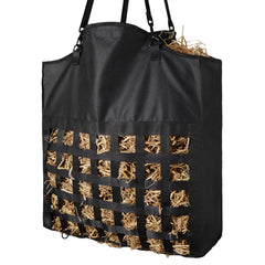 Hay Bag for Horses, 55 x 18.5 x 64 cm, 46 x 46 mm Holes, Premium Nylon Construction with PVC Waterproof Coating, Adjustable Hanging Straps and Metal Hooks, Slow Feed Hay Bag for Horses