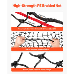 Round Bale Hay Net, 1.5 x 1.5 x 1.5 m, 44.45 x 44.45 mm Holes, PE Material, Reinforced Knotted Design, with Zip Ties, Needle Shuttle, and Repair Twine, Slow Feeder Round Bale Net for Horses