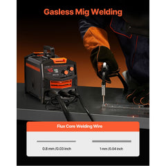 MIG Welder 130Amp Gasless Flux Core Mig Welding Machine with IGBT Inverter