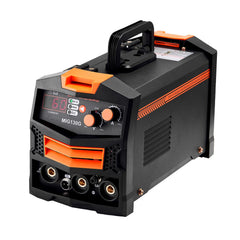 MIG Welder, 130A Synergic Mig Welding Machine, 2-in-1 Gas MIG/Gasless Flux Core MIG Multi-Process Welder Machine, Portable Mig Welder with IGBT Inverter Technology & Digital Display Screen