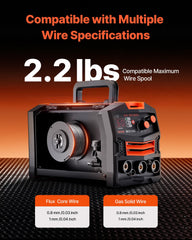 MIG Welder, 130A Synergic Mig Welding Machine, 2-in-1 Gas MIG/Gasless Flux Core MIG Multi-Process Welder Machine, Portable Mig Welder with IGBT Inverter Technology & Digital Display Screen