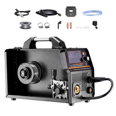 MIG Welder, 160A Synergic Mig Welding Machine, 4-in-1 Gas MIG/Flux Core MIG/Stick/Lift TIG Multi-Process Welder Machine with IGBT Inverter Technology and LCD Screen Display