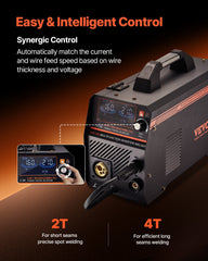 MIG Welder, 160A Synergic Mig Welding Machine, 4-in-1 Gas MIG/Flux Core MIG/Stick/Lift TIG Multi-Process Welder Machine with IGBT Inverter Technology and LCD Screen Display