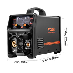 MIG Welder, 200A Synergic Mig Welding Machine, 4-in-1 Gas MIG/Flux Core MIG/Stick/Lift TIG Multi-Process Welder Machine with IGBT Inverter Technology and LCD Screen Display