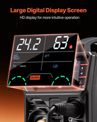 Pro MIG Welder, 250Amp Pluse Mig Welding Machine, 5-in-1 Synergic Welder Machine MIG Pluse/Gas MIG/Flux Core MIG/Stick/Lift TIG with IGBT Inverter Technology and LCD Screen Display