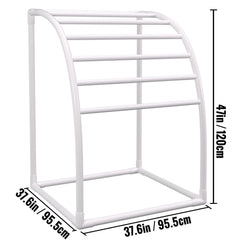 Outdoor Towel Rack Pool Towel Rack 7 Bar Curved White Freestanding Patio