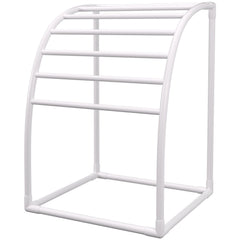 Outdoor Towel Rack Pool Towel Rack 7 Bar Curved White Freestanding Patio