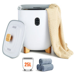 25L Towel Warmer Bucket with LED Screen Bottom Heating Columns Timer White