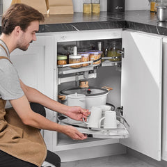 Swing Left Blind Corner Cabinet, Pull Out Organizer for 36 inch Width Blind Cabinet, 2 Tier Height Adjustable Swing Tray, Soft Close Kitchen Cloud Blind Organizer, Left Open