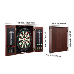 Dartboard and Cabinet Set Official Size Complete Accessory Steel Tip Dart