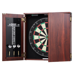 Dartboard and Cabinet Set Official Size Complete Accessory Steel Tip Dart