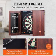 Dartboard and Cabinet Set Official Size Complete Accessory Steel Tip Dart