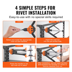 Rivet Nut Tool, 16” Rivnut Tool Kit with 13PCS Metric and SAE Mandrels, 186PCS Rivet Nuts, M3, M4, 10-24, M5, M6, 1/4-20, 8-32, 5/16-18, M8, 3/8-16, M10, M12, 1/2-13, Semi-auto Retraction