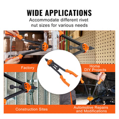 Rivet Nut Tool, 16” Rivnut Tool Kit with 13PCS Metric and SAE Mandrels, 186PCS Rivet Nuts, M3, M4, 10-24, M5, M6, 1/4-20, 8-32, 5/16-18, M8, 3/8-16, M10, M12, 1/2-13, With Carrying Case