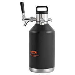 VEVOR Beer Growler Tap System, 4L Mini Keg, 304 Stainless Steel Pressurized Beer Growler, Keg Growler with Pressure Display, CO2 Regulator Faucet, Leak-Proof Ring For Draft, Homebrew, Craft Beer