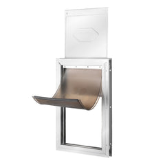 Pet Door, 33.7 x 50.9 cm Aluminum Frame with Lock and Flap System, Weatherproof Doggy Door, Easy to Install in Interior or Exterior Doors, Pet Door Suitable for Cat Doggie Kitties (White-L)