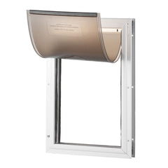 Pet Door, 21 x 30.3 cm Aluminum Frame with Lock and Flap System, Weatherproof Doggy Door, Easy to Install in Interior or Exterior Doors, Pet Door Suitable for Cat Doggie Kitties (White-Small)
