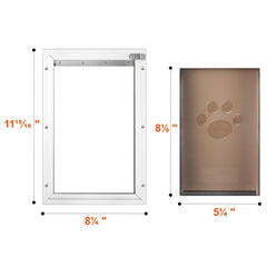 Pet Door, 21 x 30.3 cm Aluminum Frame with Lock and Flap System, Weatherproof Doggy Door, Easy to Install in Interior or Exterior Doors, Pet Door Suitable for Cat Doggie Kitties (White-Small)