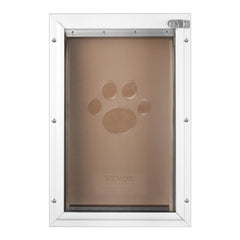Pet Door, 21 x 30.3 cm Aluminum Frame with Lock and Flap System, Weatherproof Doggy Door, Easy to Install in Interior or Exterior Doors, Pet Door Suitable for Cat Doggie Kitties (White-Small)